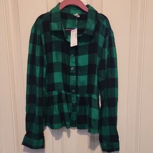 NWR Girls Green and Black Checkered Shirt SZ S(9)